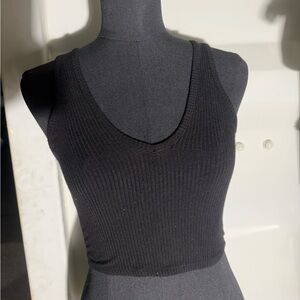 Destined Black Ribbed Tank Top
